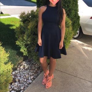 Navy Blue Backless Halter top dress